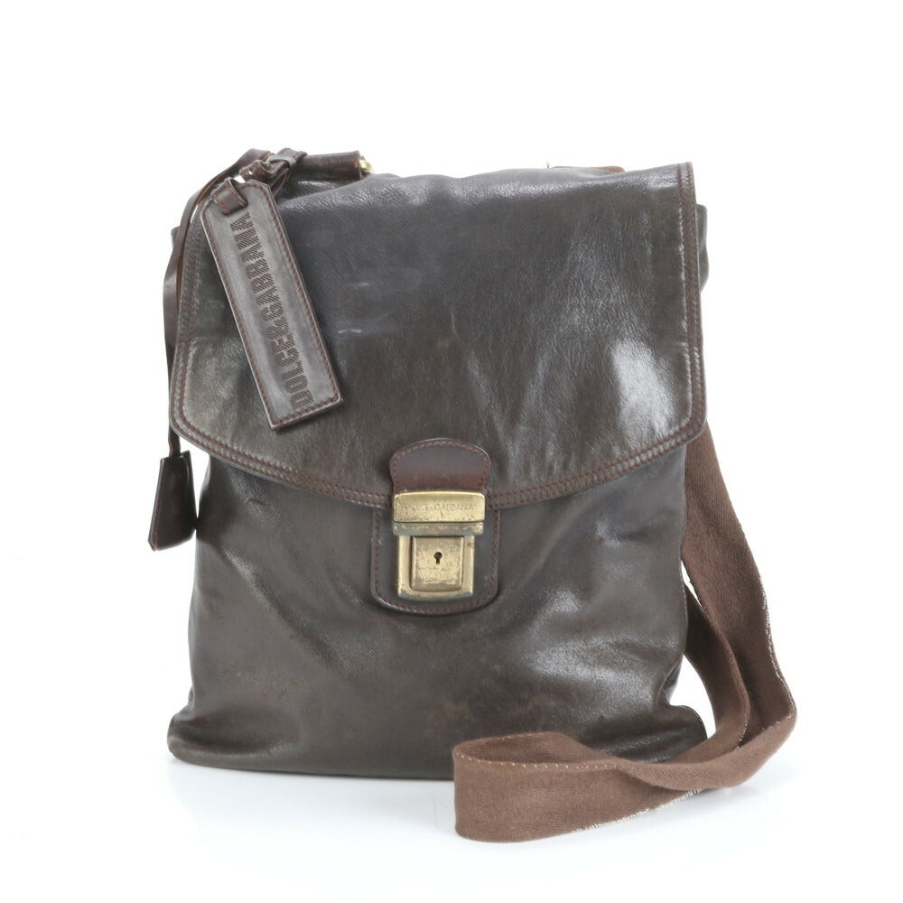 D&G ドルチェアンドガッバーナ レザー ショルダーバッグ 斜め掛け メッセンジャー ビジネス 通勤 ブラウン 茶色 A4 メンズ RRE CS32-9