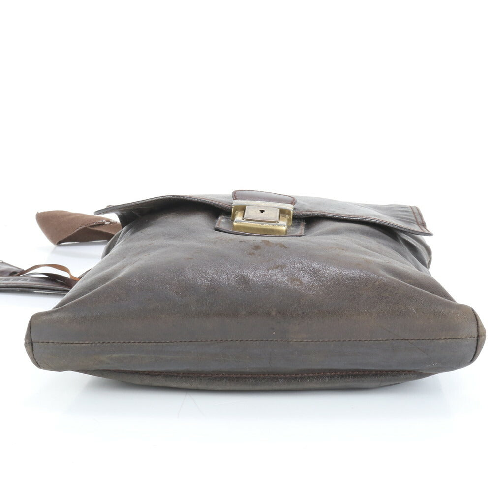 D&G ドルチェアンドガッバーナ レザー ショルダーバッグ 斜め掛け メッセンジャー ビジネス 通勤 ブラウン 茶色 A4 メンズ RRE CS32-9