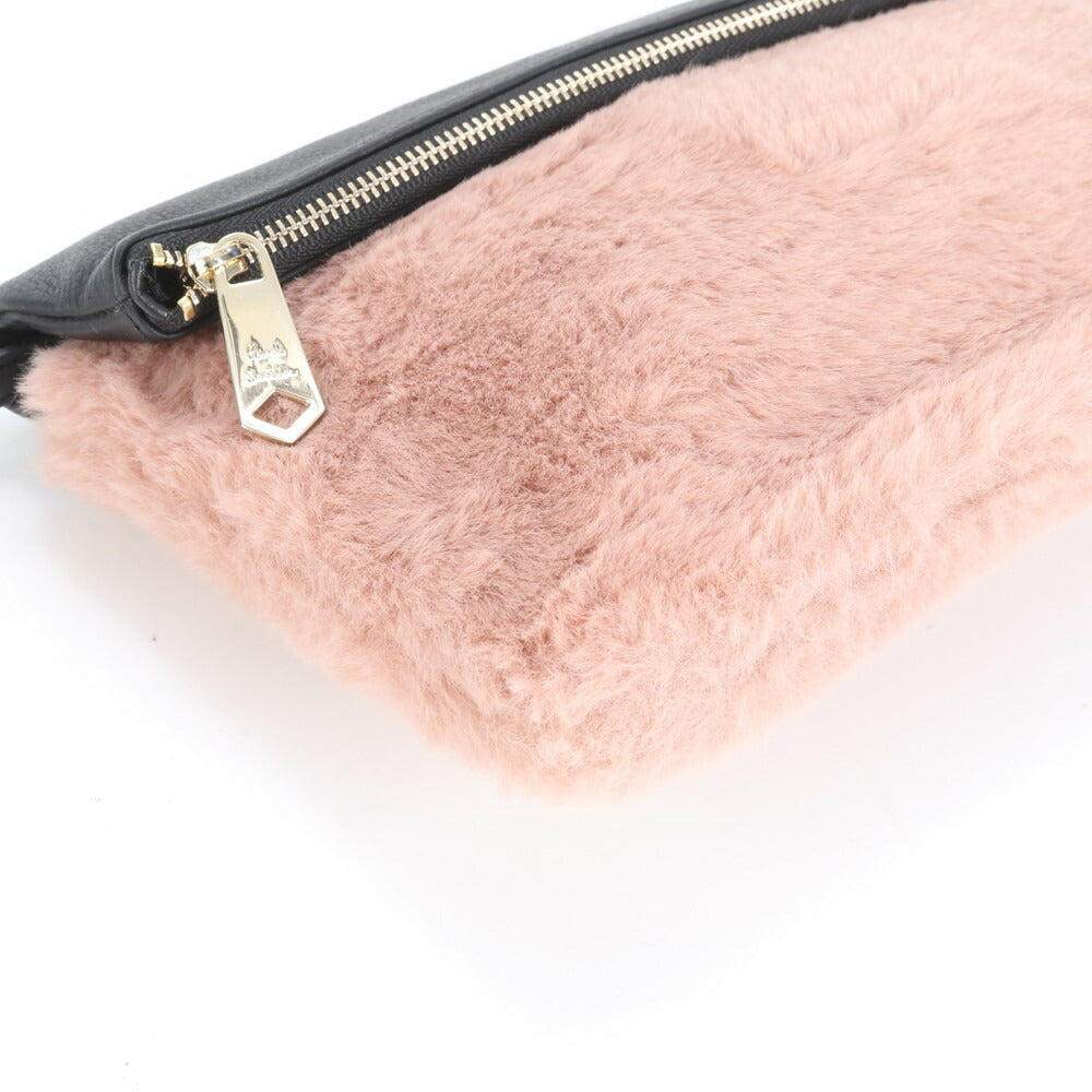 極美品 ポールスミス フォルドオーバー ファー レザー ショルダー ロング ウォレット 長財布 斜め掛け レディース EEE CS23-7