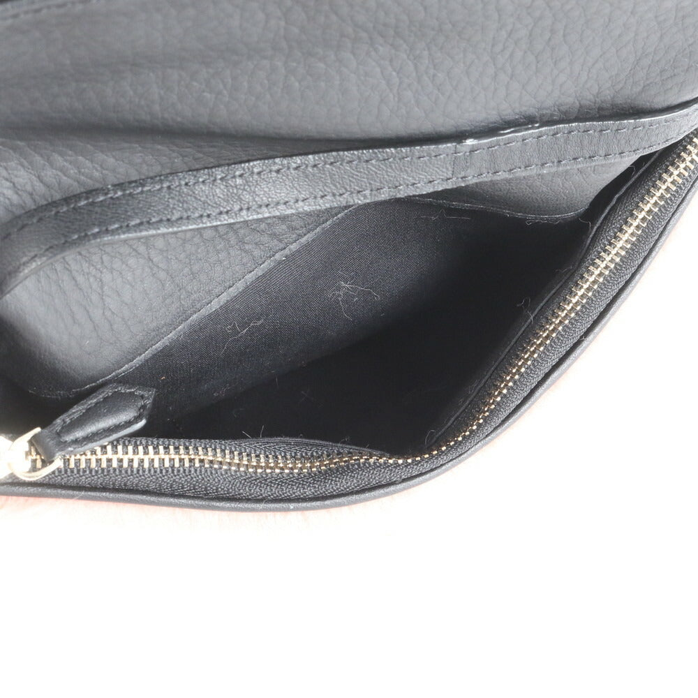 極美品 ポールスミス フォルドオーバー ファー レザー ショルダー ロング ウォレット 長財布 斜め掛け レディース EEE CS23-7