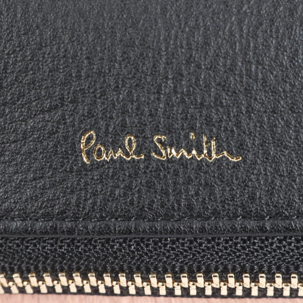 極美品 ポールスミス フォルドオーバー ファー レザー ショルダー ロング ウォレット 長財布 斜め掛け レディース EEE CS23-7