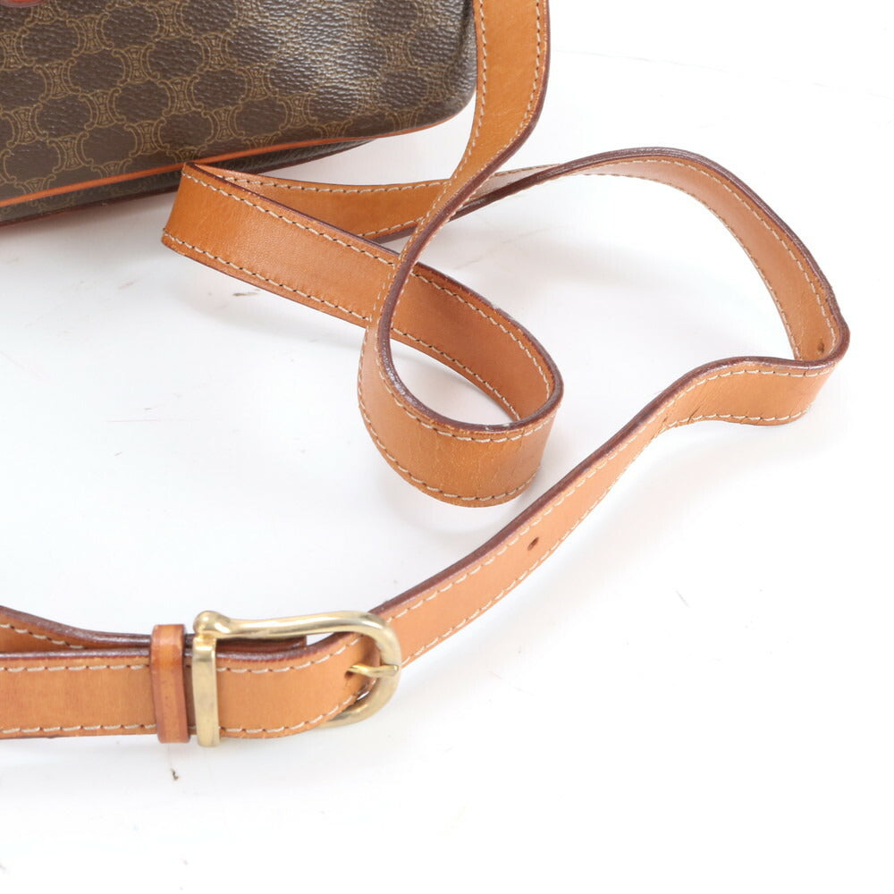 美品 ヴィンテージ セリーヌ マカダム レザー ショルダーバッグ 斜め掛け クロスボディ ゴールド 金具 レディース EUE CT6-1