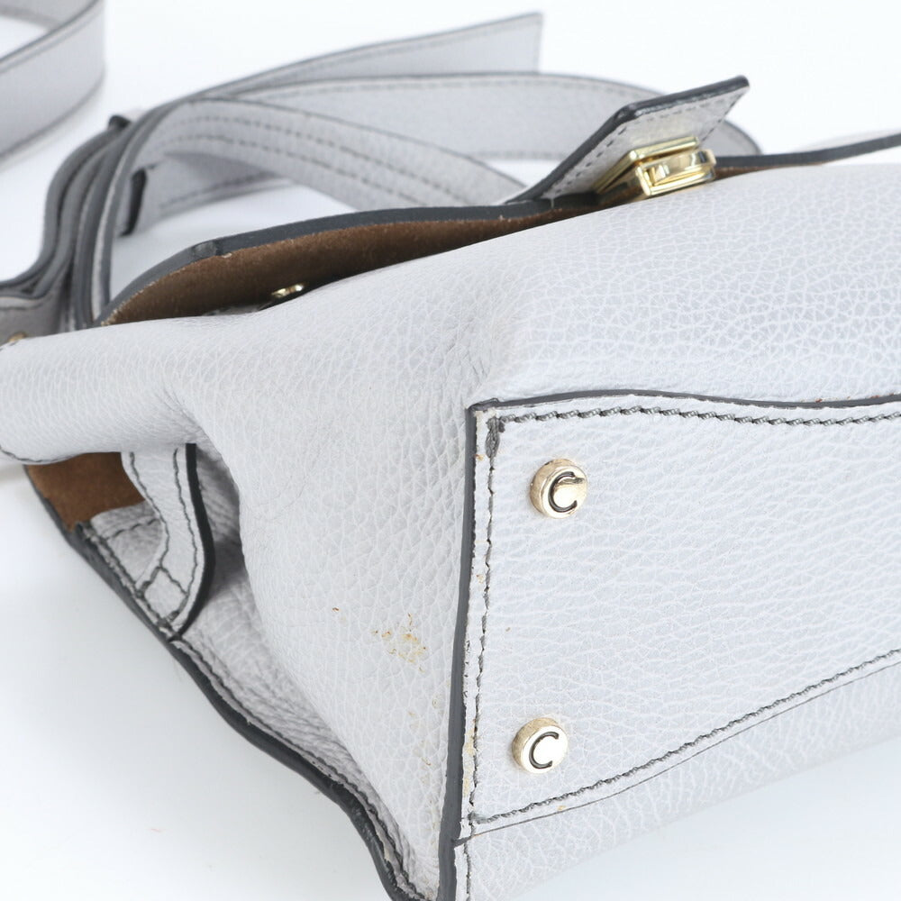 美品 ジャンニキャリーニ エレットラ イタリア製 レザー 2WAY ショルダーバッグ 斜め掛け ハンド トート グレー レディース EUE CT6-9