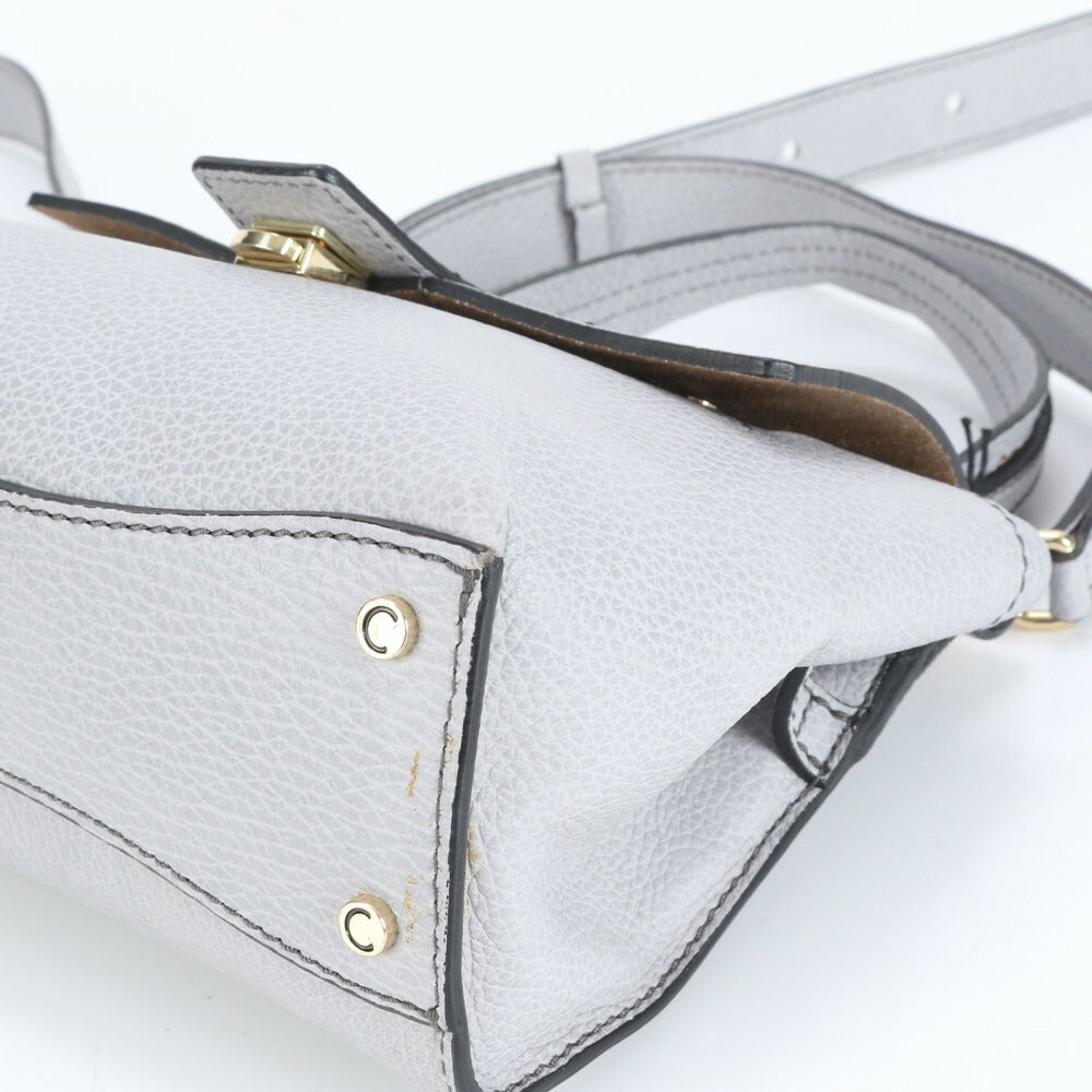 美品 ジャンニキャリーニ エレットラ イタリア製 レザー 2WAY ショルダーバッグ 斜め掛け ハンド トート グレー レディース EUE CT6-9