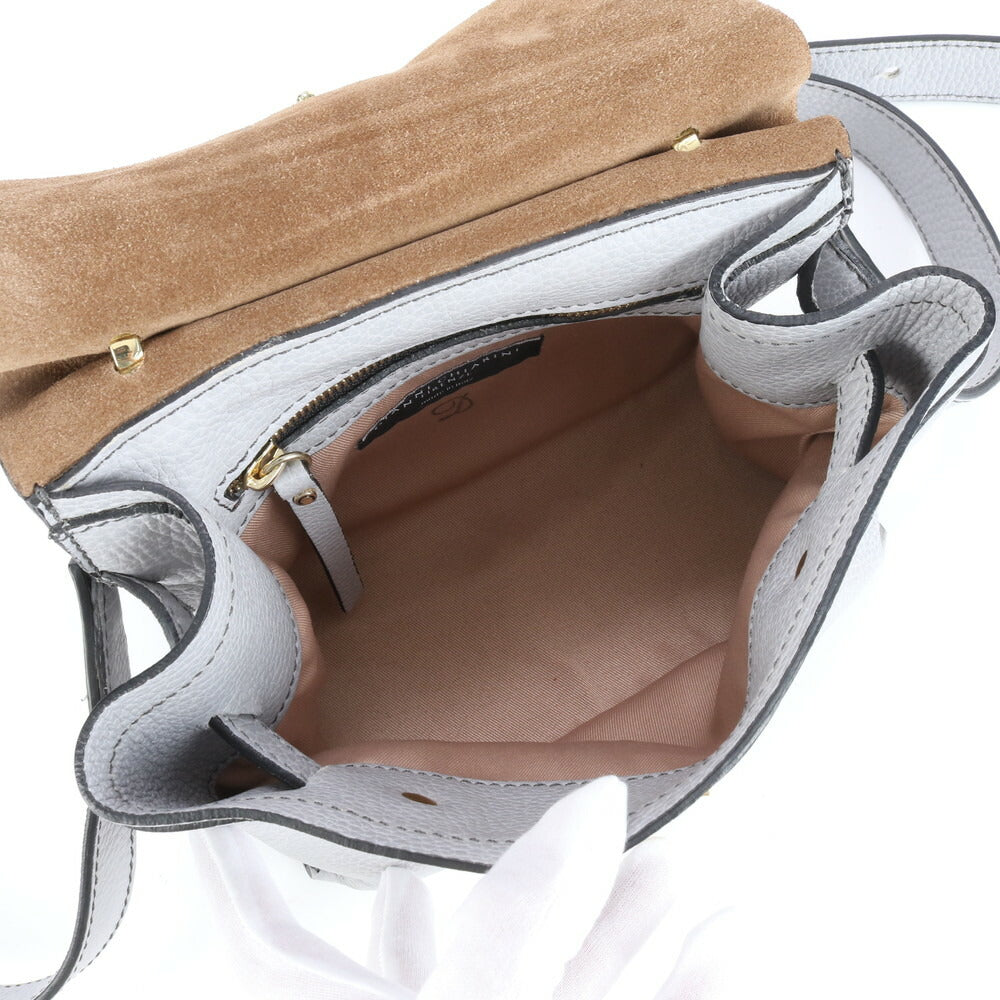 美品 ジャンニキャリーニ エレットラ イタリア製 レザー 2WAY ショルダーバッグ 斜め掛け ハンド トート グレー レディース EUE CT6-9