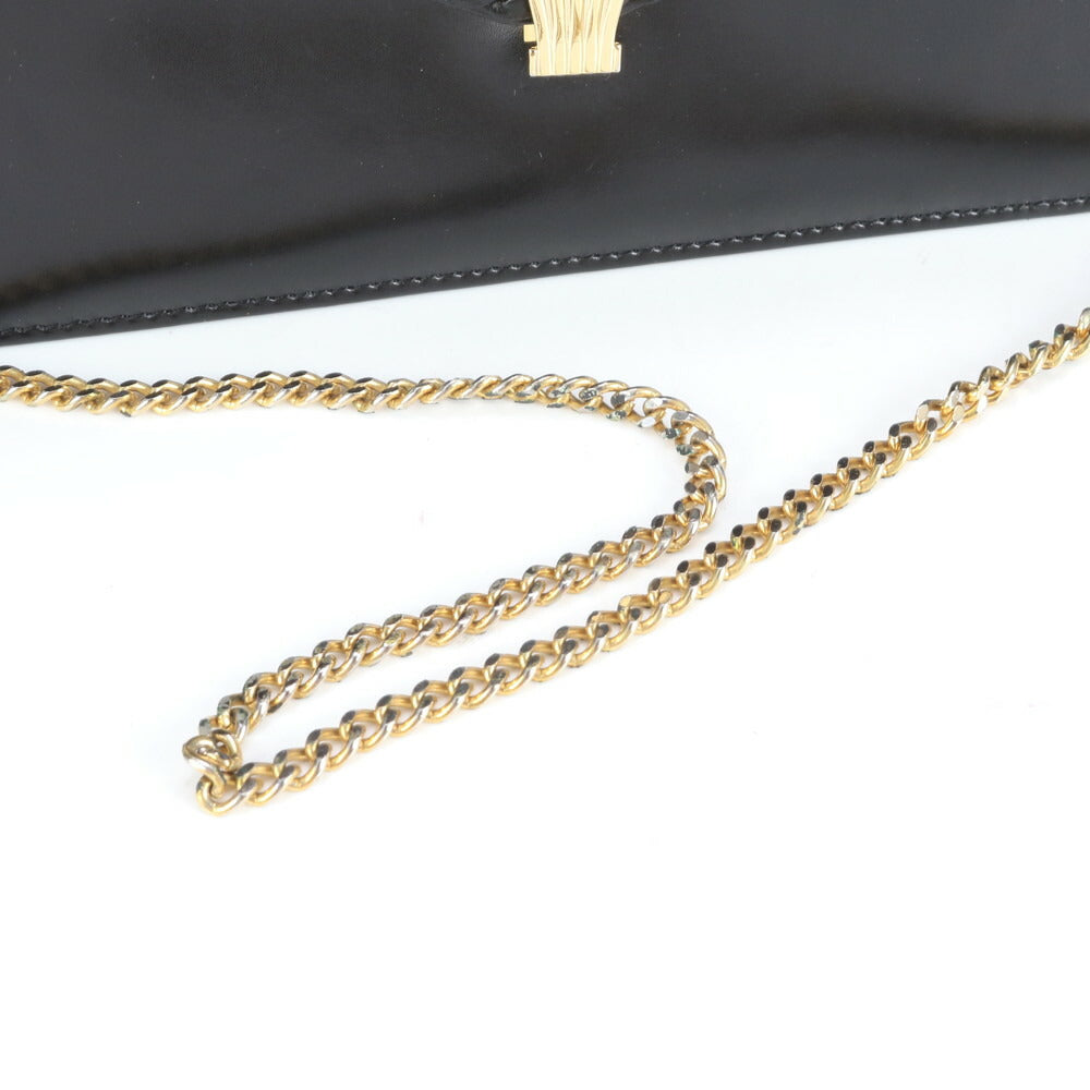 極美品 Roger Vivier ロジェ ヴィヴィエ チェーン レザー ショルダーバッグ 肩掛け ハンド ブラック 黒 レディース VMM CT29-8