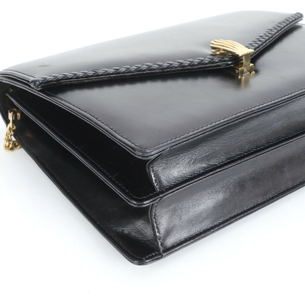 極美品 Roger Vivier ロジェ ヴィヴィエ チェーン レザー ショルダーバッグ 肩掛け ハンド ブラック 黒 レディース VMM CT29-8