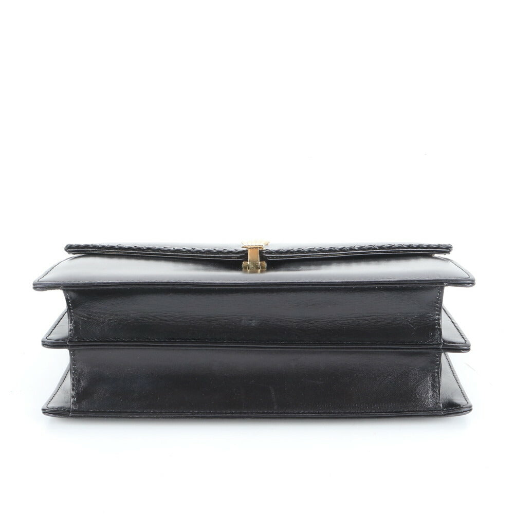 極美品 Roger Vivier ロジェ ヴィヴィエ チェーン レザー ショルダーバッグ 肩掛け ハンド ブラック 黒 レディース VMM CT29-8