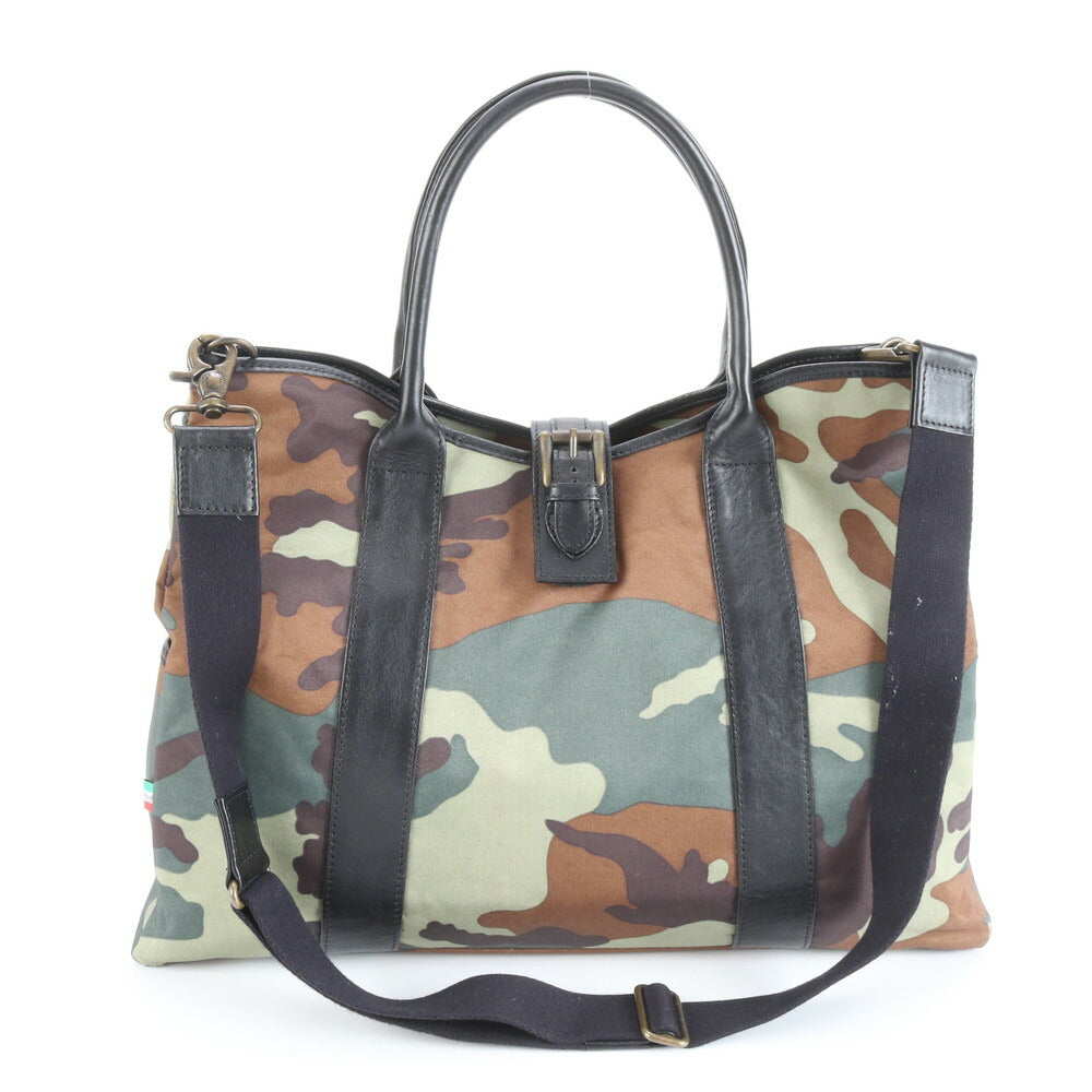 極美品 オロビアンコ ベノス 迷彩 カモフラージュ レザー 2WAY トート バッグ 斜め掛け ショルダー 書類鞄 A4 メンズ EUE CV4-7