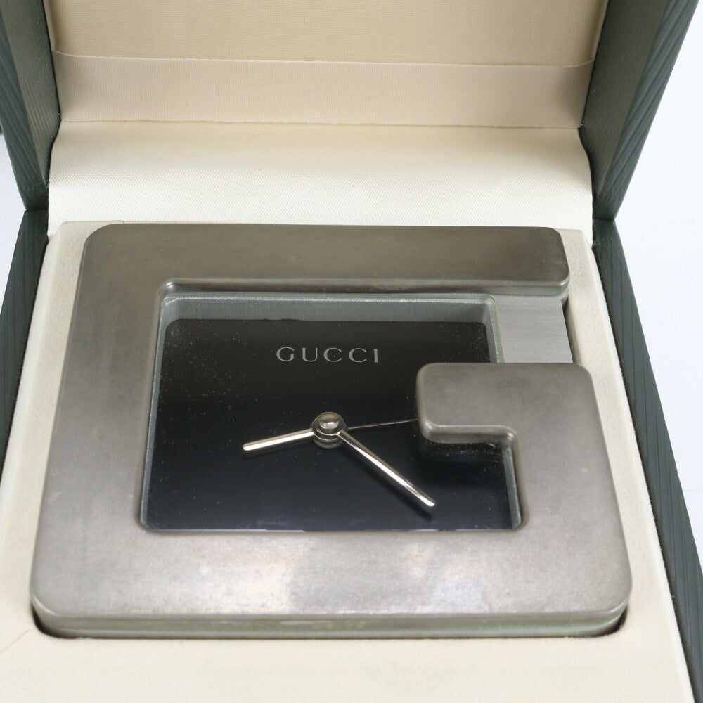 グッチ スイス製 Gロゴ 置時計 トラベル クロック ウォッチ アラーム付 インテリア シルバー 20263 メンズ レディース EEE CV3-4