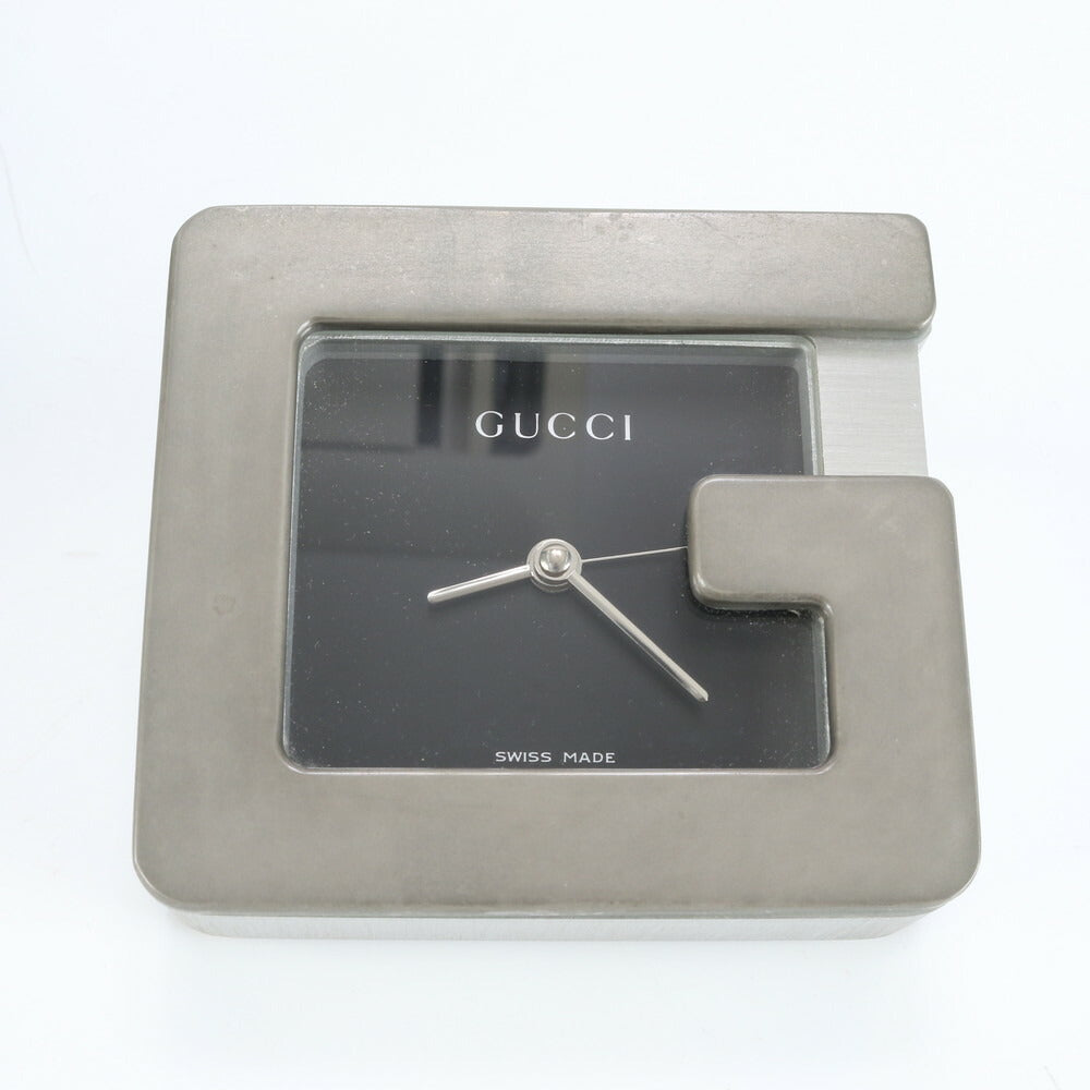 グッチ スイス製 Gロゴ 置時計 トラベル クロック ウォッチ アラーム付 インテリア シルバー 20263 メンズ レディース EEE CV3-4