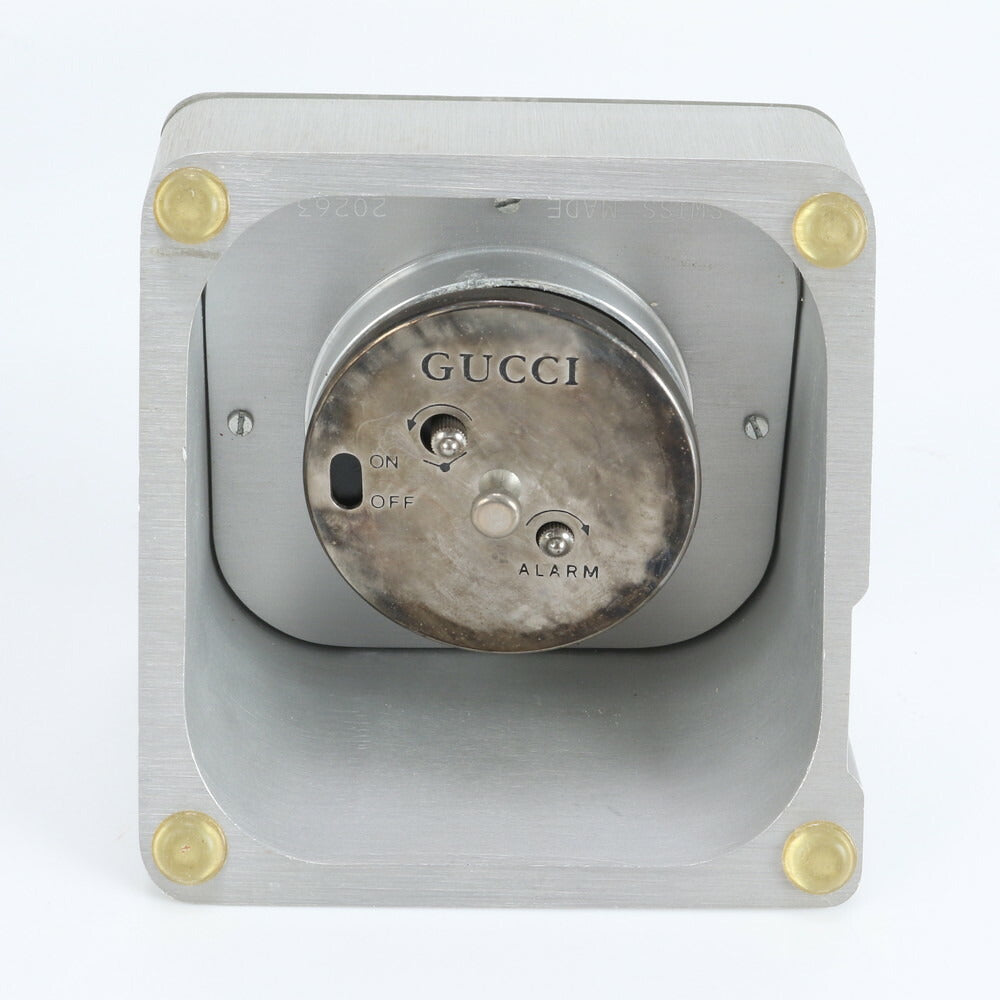 グッチ スイス製 Gロゴ 置時計 トラベル クロック ウォッチ アラーム付 インテリア シルバー 20263 メンズ レディース EEE CV3-4
