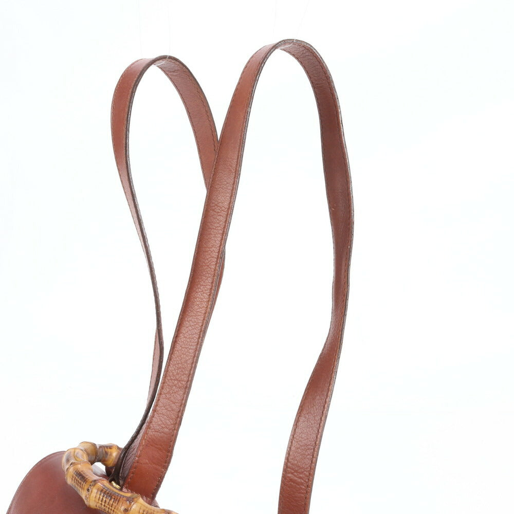 極美品 ヴィンテージ オールド グッチ バンブー レザー リュックサック リュック バックパック ブラウン 茶色 レディース EEE CV5-4