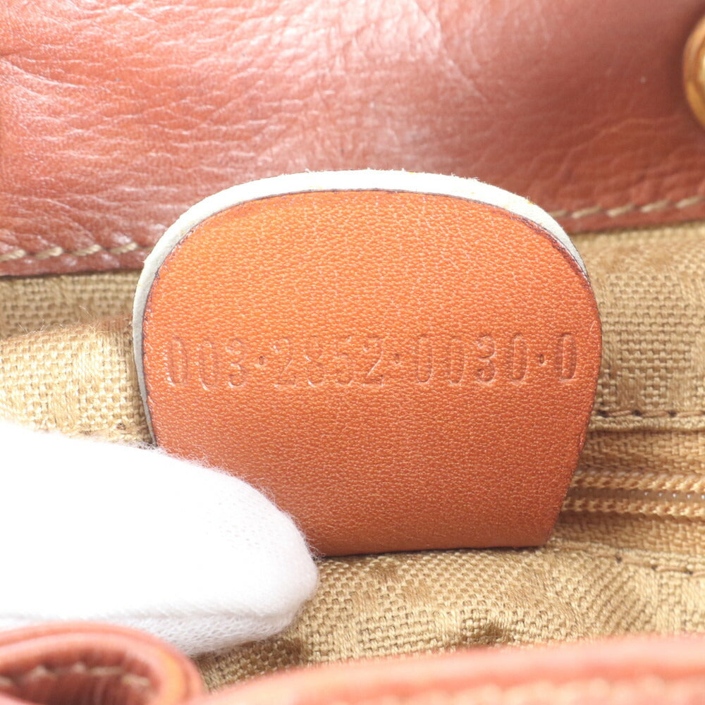 極美品 ヴィンテージ オールド グッチ バンブー レザー リュックサック リュック バックパック ブラウン 茶色 レディース EEE CV5-4