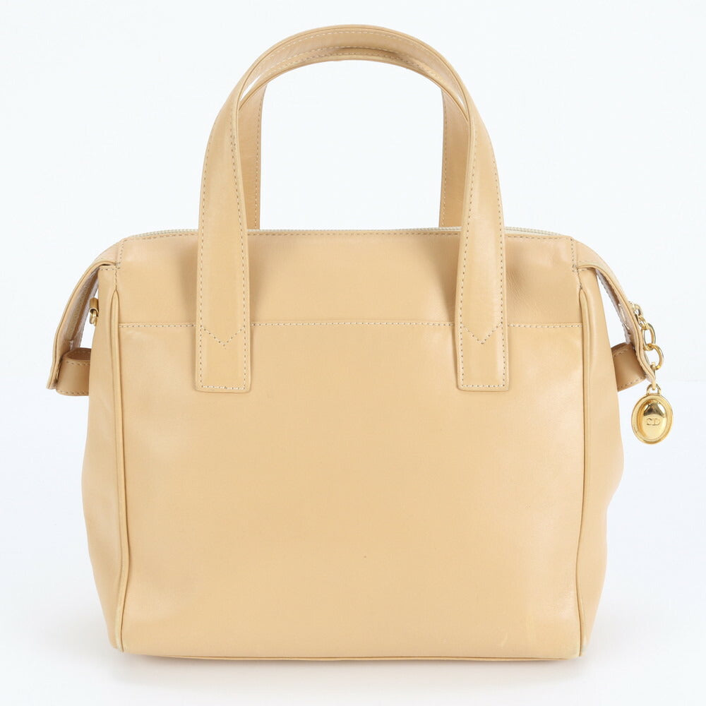 クリスチャンディオール レディディオール レザー ハンドバッグ トート ベージュ ゴールド 金具 本革 レディース EEE CV5-5