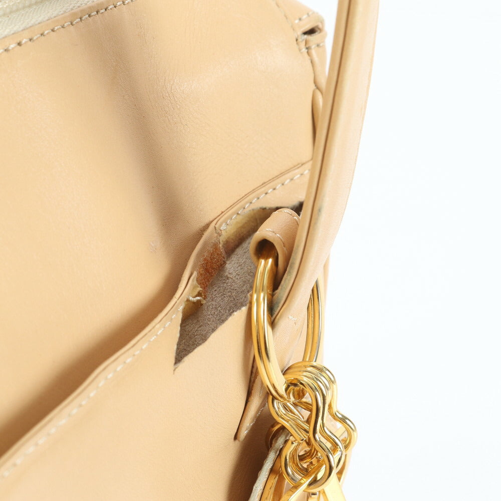 クリスチャンディオール レディディオール レザー ハンドバッグ トート ベージュ ゴールド 金具 本革 レディース EEE CV5-5