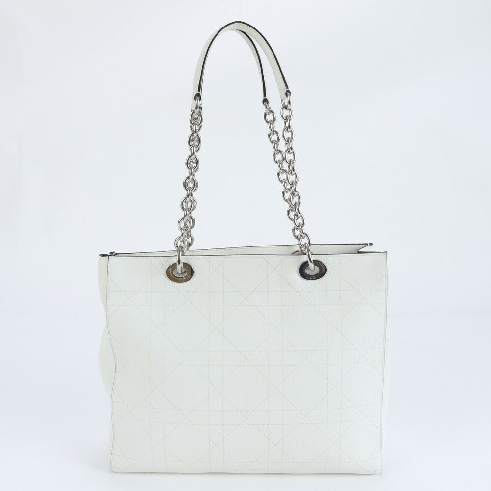 極美品 クリスチャンディオール ULTRADIOR カナージュ レザー チェーン ショルダー トート バッグ 肩掛け A4 レディース EEE CV5-8