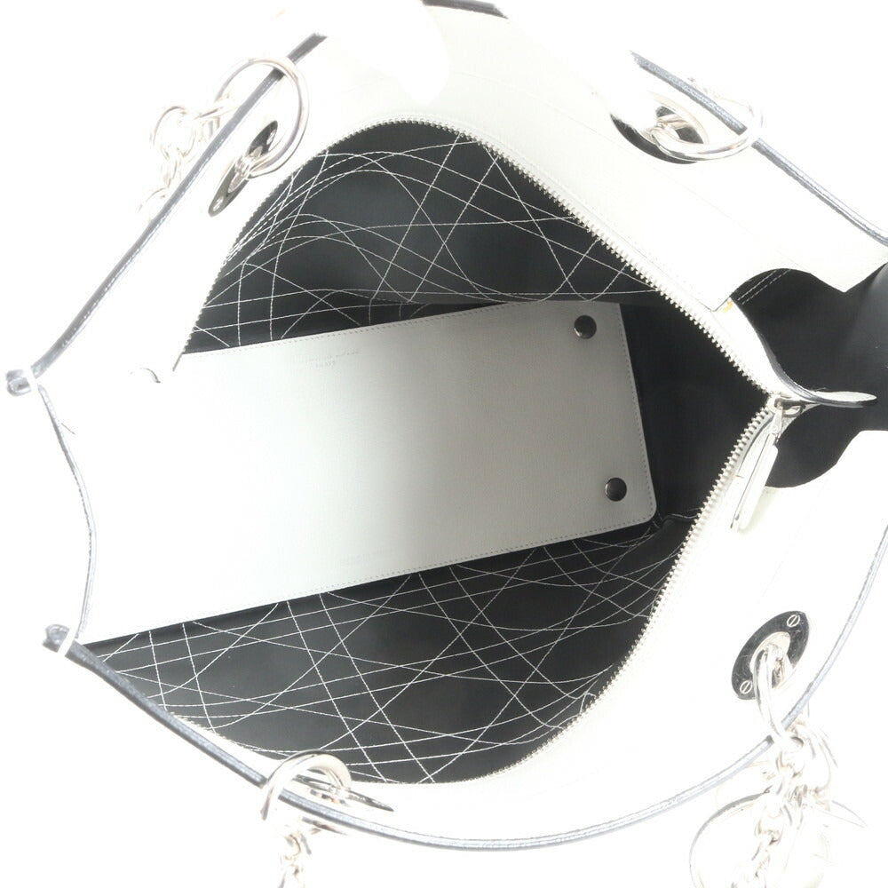 極美品 クリスチャンディオール ULTRADIOR カナージュ レザー チェーン ショルダー トート バッグ 肩掛け A4 レディース EEE CV5-8