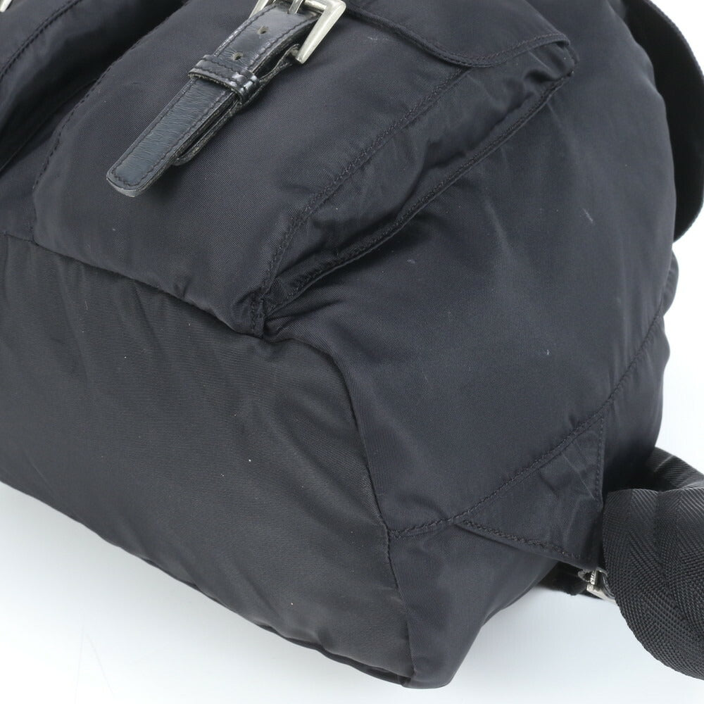 極美品 プラダ テスート ナイロン 三角ロゴ レザー リュックサック リュック バックパック ブラック 黒 バッグ レディース EEE CV2-7