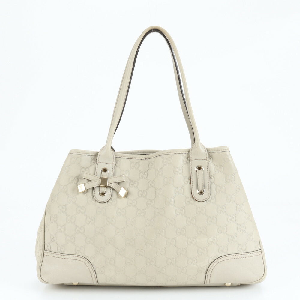 美品 グッチ グッチシマ プリンシー リボン レザー トート バッグ 肩掛け ショルダー ハンド 163805 ベージュ レディース ERE CV8-2