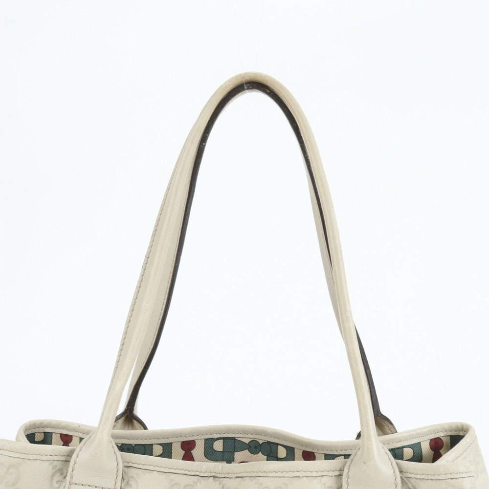 美品 グッチ グッチシマ プリンシー リボン レザー トート バッグ 肩掛け ショルダー ハンド 163805 ベージュ レディース ERE CV8-2