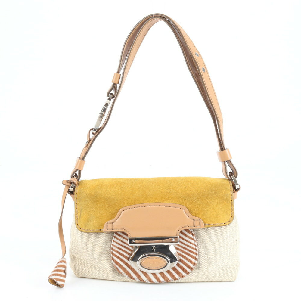 極美品 トッズ レザー 2WAY ショルダーバッグ 肩掛け トート ハンド シルバー 金具 レディース ERE CV8-9