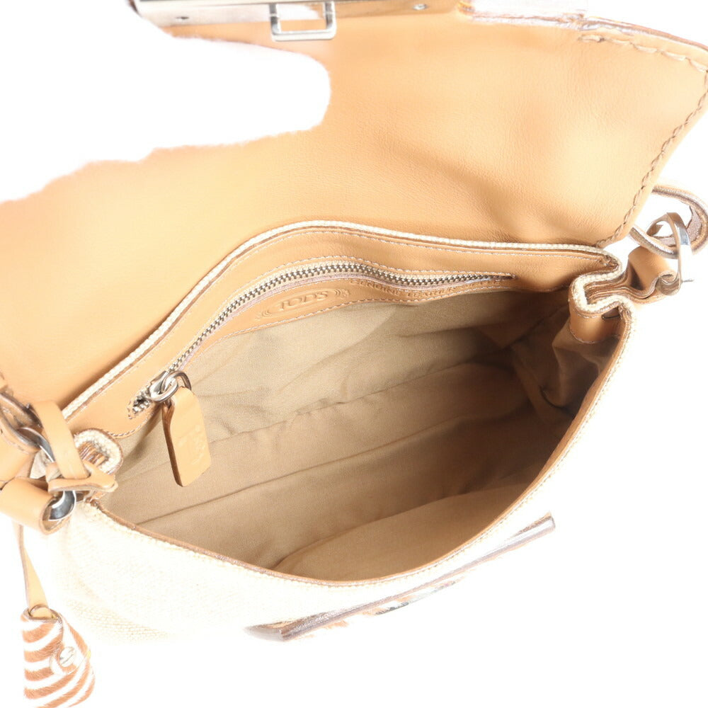 極美品 トッズ レザー 2WAY ショルダーバッグ 肩掛け トート ハンド シルバー 金具 レディース ERE CV8-9