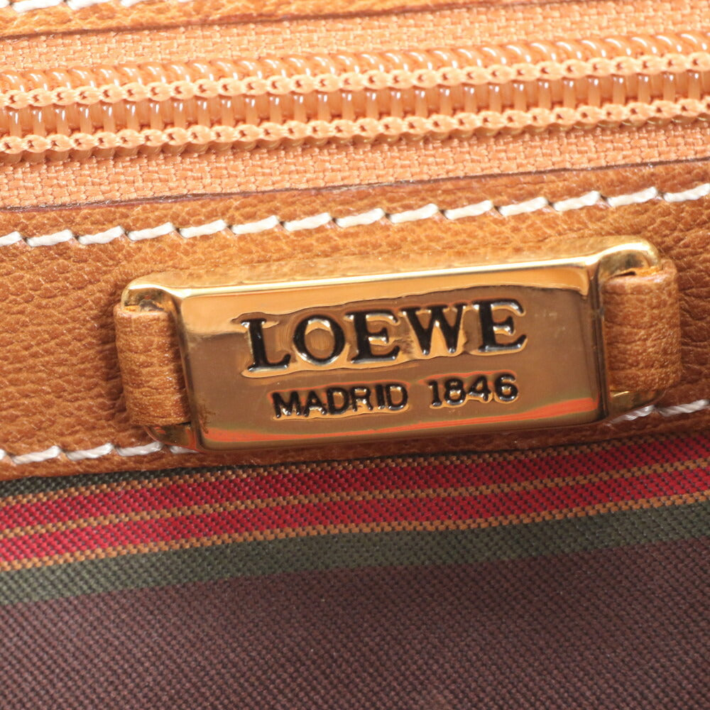 美品 ヴィンテージ ロエベ ベラスケス ツイスト トップハンドル レザー ハンドバッグ トート ブラウン 茶色 レディース ERE CV10-8