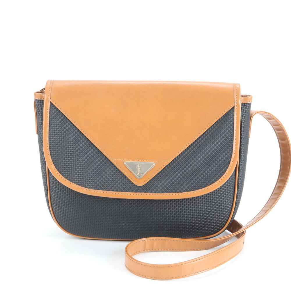 極美品 ヴィンテージ YSL イヴ サンローラン 三角プレート クロスボディ レザー ショルダーバッグ 斜め掛け レディース EEE CV13-4