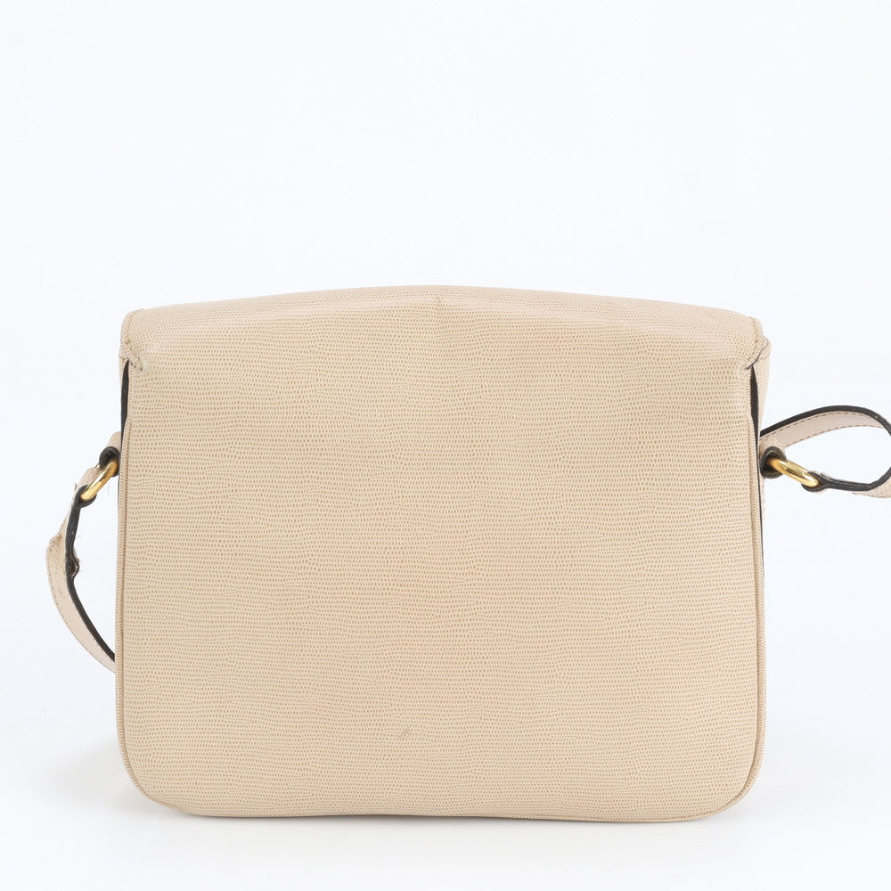 極美品 ヴィンテージ セリーヌ サークルロゴ レザー ショルダーバッグ 斜め掛け クロスボディ ベージュ レディース EUE CV14-4