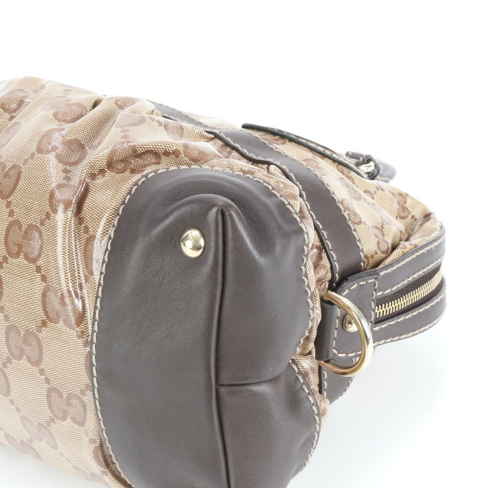 美品 グッチ GG クリスタル ミニ ボストン レザー トート バッグ 肩掛け ショルダー ハンド 223962 レディース EEE CV13-10