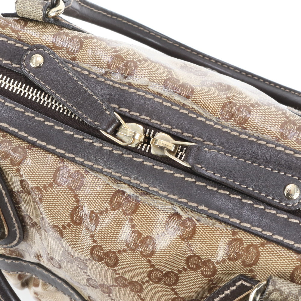 美品 グッチ GG クリスタル ミニ ボストン レザー トート バッグ 肩掛け ショルダー ハンド 223962 レディース EEE CV13-10