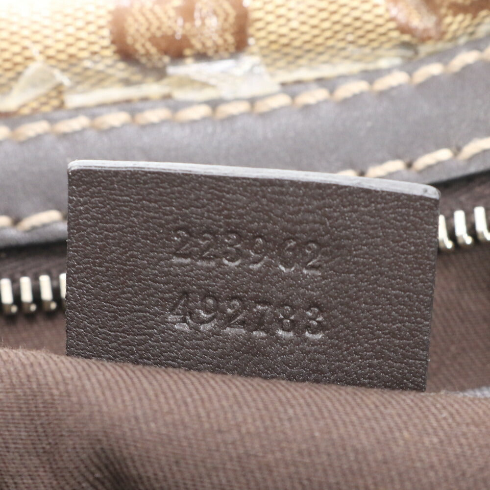 美品 グッチ GG クリスタル ミニ ボストン レザー トート バッグ 肩掛け ショルダー ハンド 223962 レディース EEE CV13-10