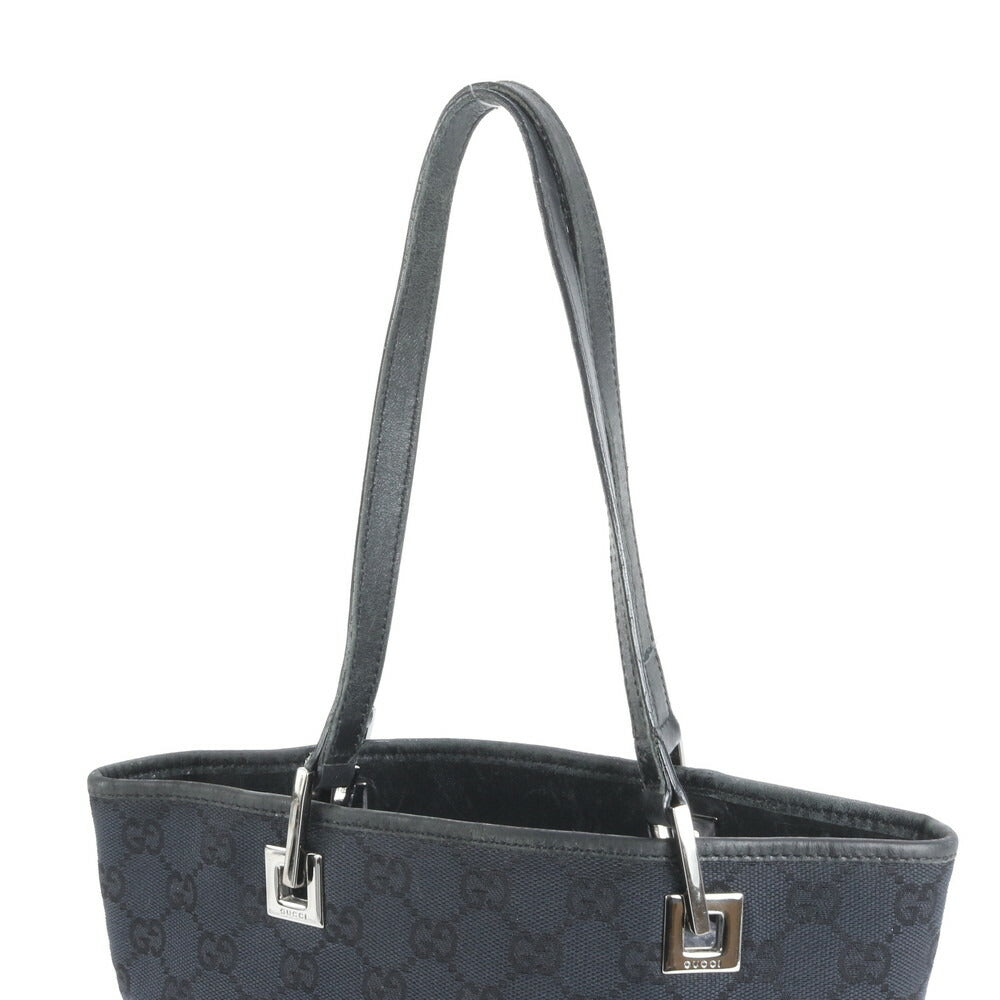 美品 グッチ GG キャンバス 31244 レザー トート バッグ 肩掛け ショルダー ハンド ブラック 黒 レディース EUE CV15-3