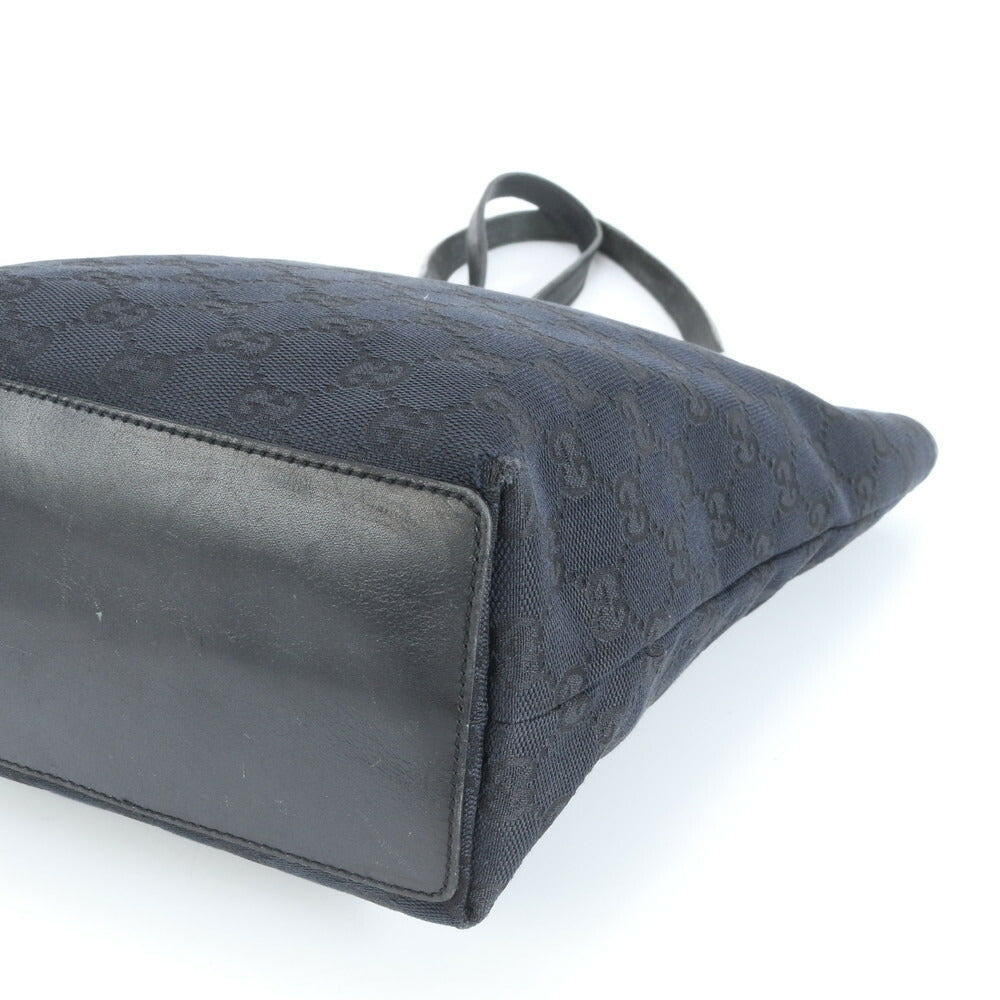 美品 グッチ GG キャンバス 31244 レザー トート バッグ 肩掛け ショルダー ハンド ブラック 黒 レディース EUE CV15-3