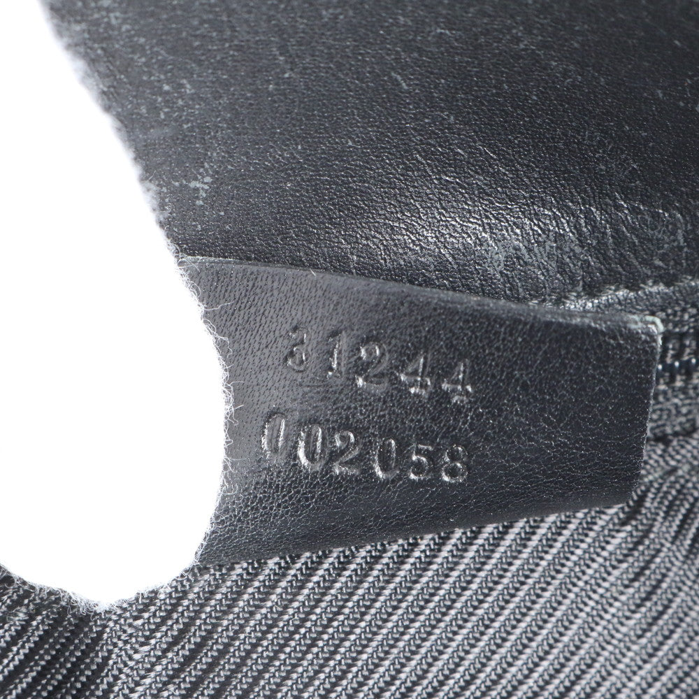 美品 グッチ GG キャンバス 31244 レザー トート バッグ 肩掛け ショルダー ハンド ブラック 黒 レディース EUE CV15-3