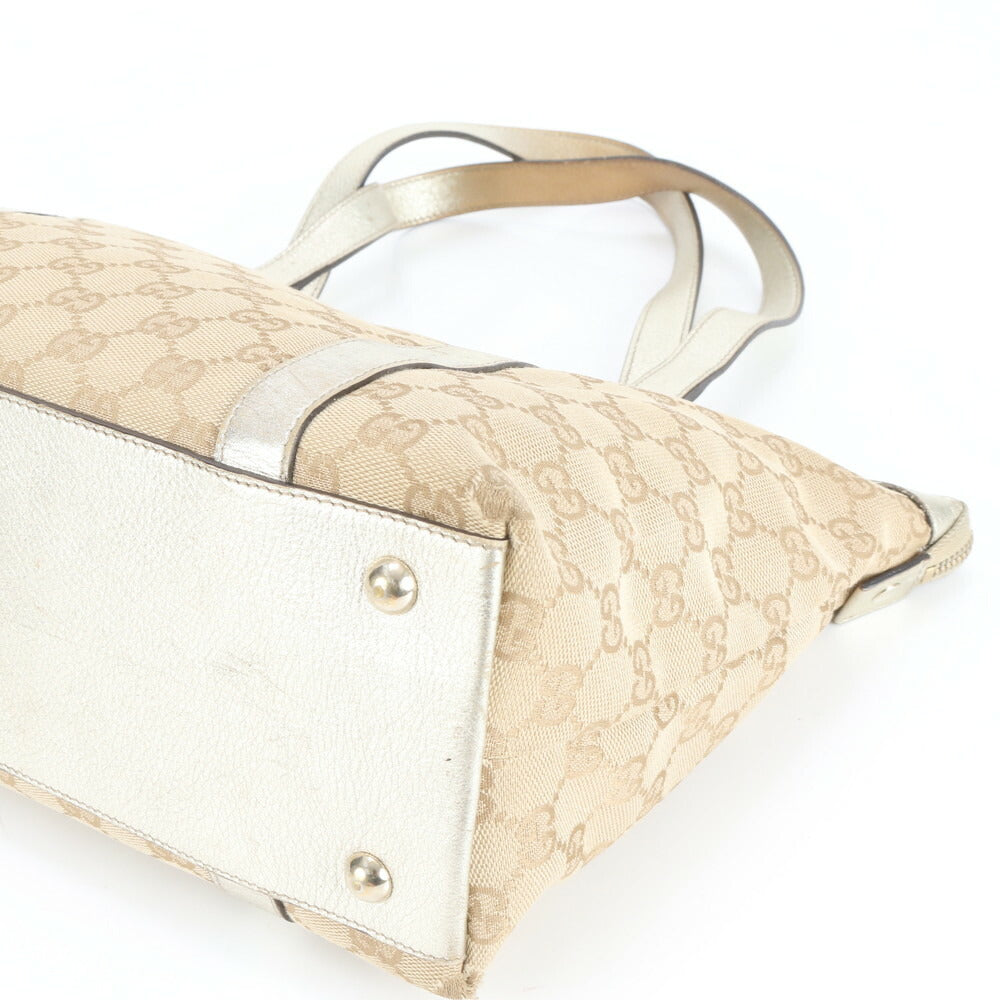 極美品 グッチ GG キャンバス アビー レザー トート バッグ 肩掛け ショルダー ハンド ベージュ 141470 レディース EUE CV19-7