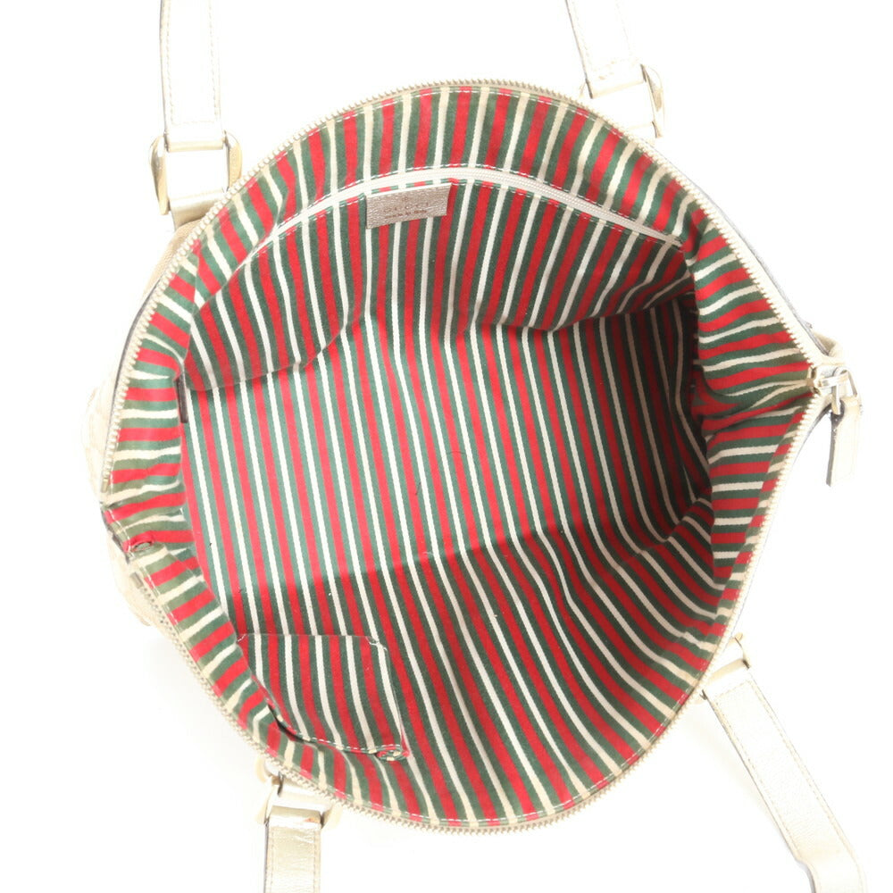 極美品 グッチ GG キャンバス アビー レザー トート バッグ 肩掛け ショルダー ハンド ベージュ 141470 レディース EUE CV19-7