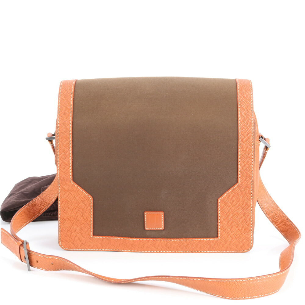 極美品 ダンヒル レザー ショルダーバッグ 斜め掛け メッセンジャー ビジネス 通勤 トート ブラウン 茶色 A4 メンズ EUE CV19-4