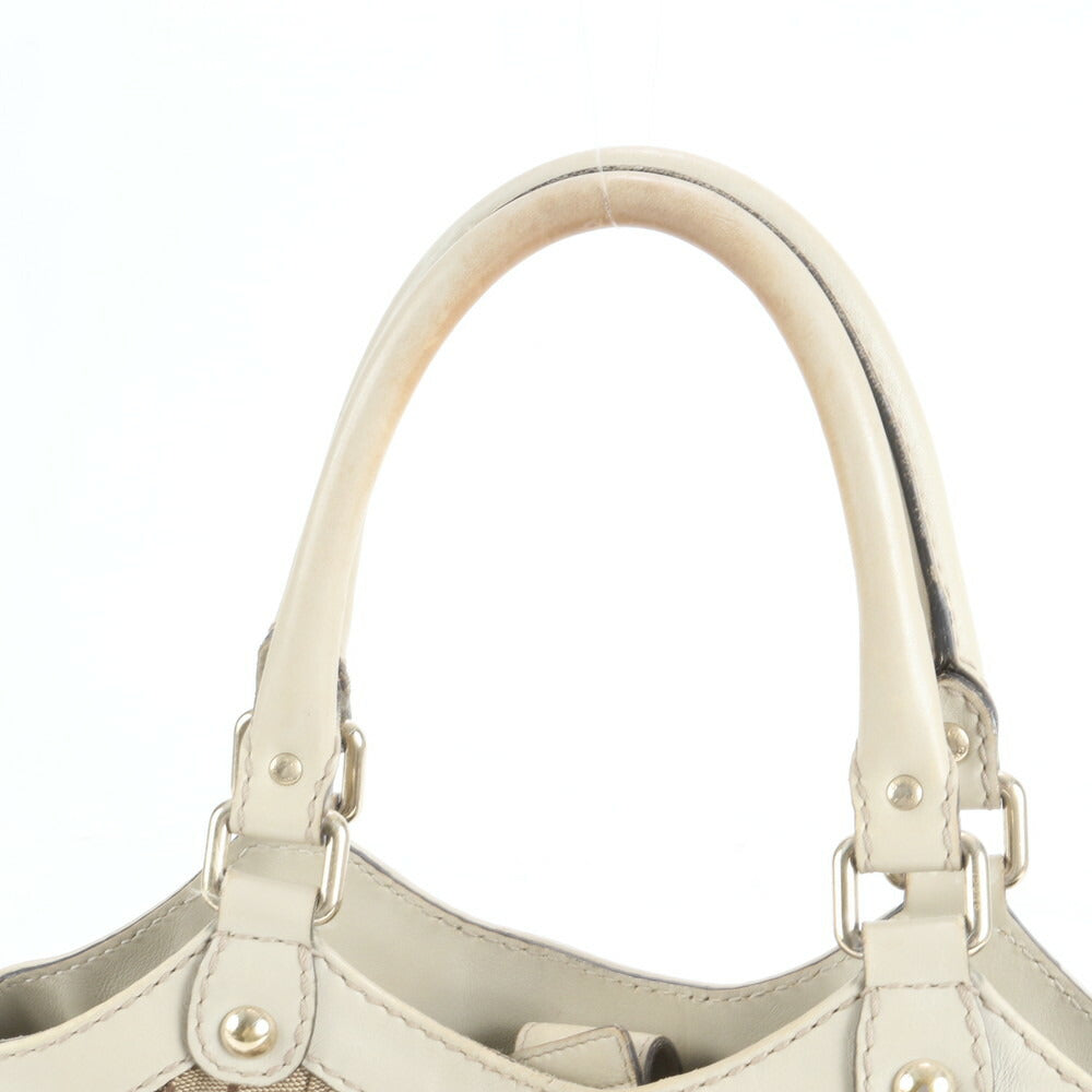 美品 グッチ GG キャンバス スーキー レザー トート バッグ 肩掛け ショルダー ハンド 211944 ベージュ レディース ERE CV33-8