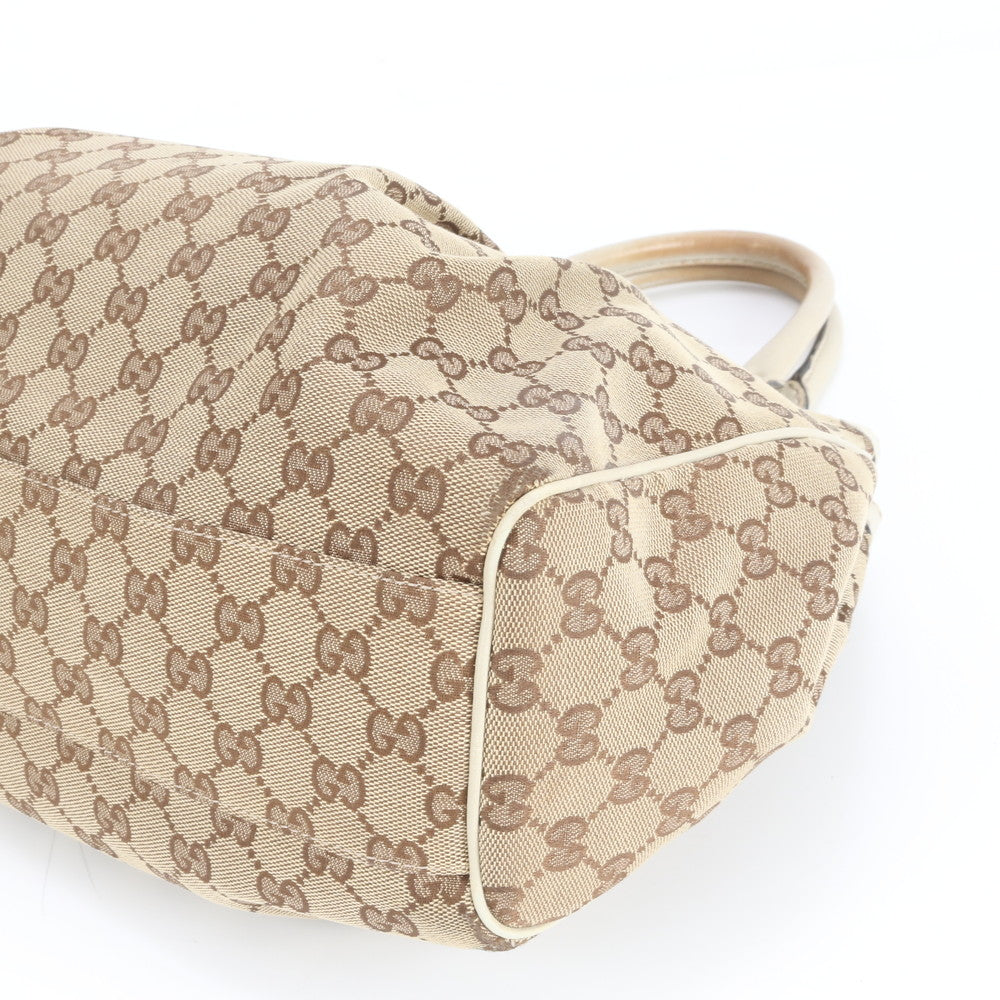 美品 グッチ GG キャンバス スーキー レザー トート バッグ 肩掛け ショルダー ハンド 211944 ベージュ レディース ERE CV33-8