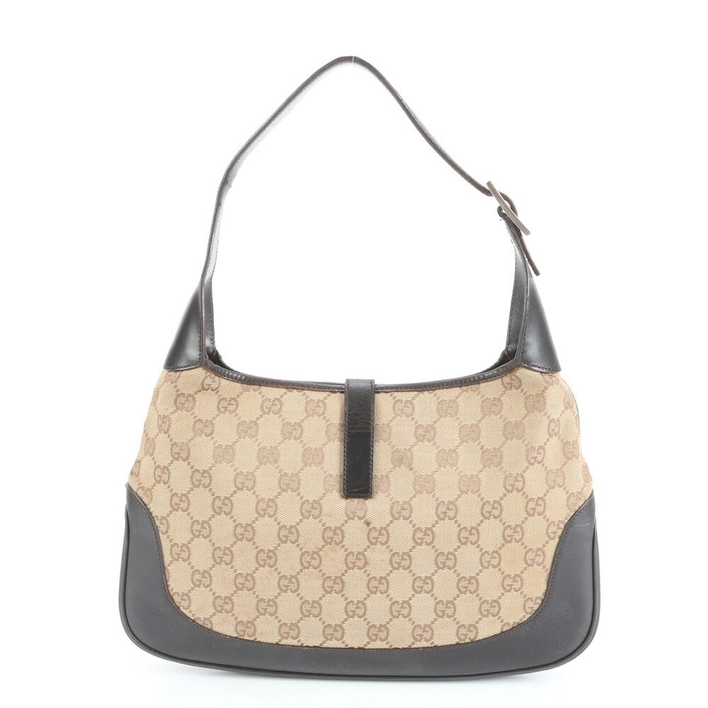 美品 グッチ GG キャンバス シェリー ライン ジャッキー 001 3306 レザー ショルダーバッグ 肩掛け トート レディース ERE CV34-2
