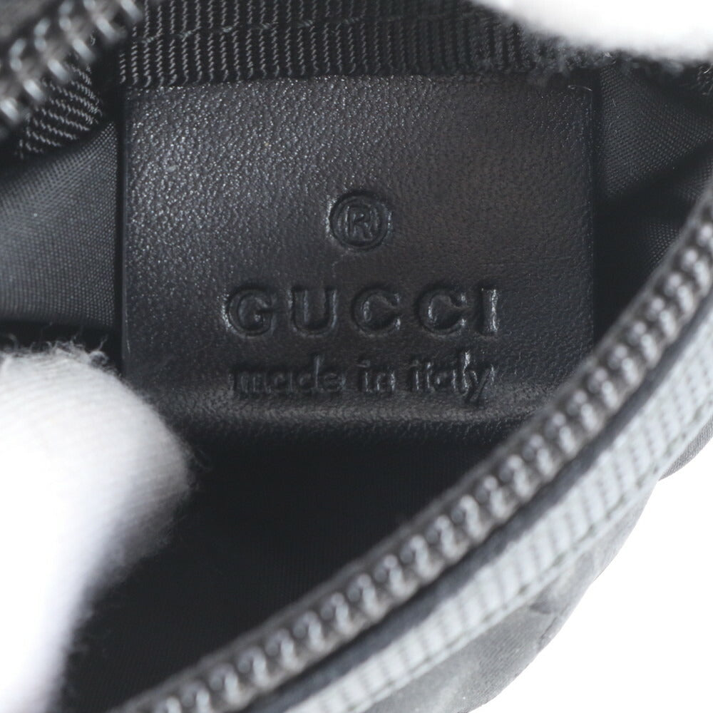 極美品 グッチ コントロールカード付 GG ナイロン 224088 レザー 化粧 トラベル メイク ポーチ ブラック 黒 レディース ERE CV33-3