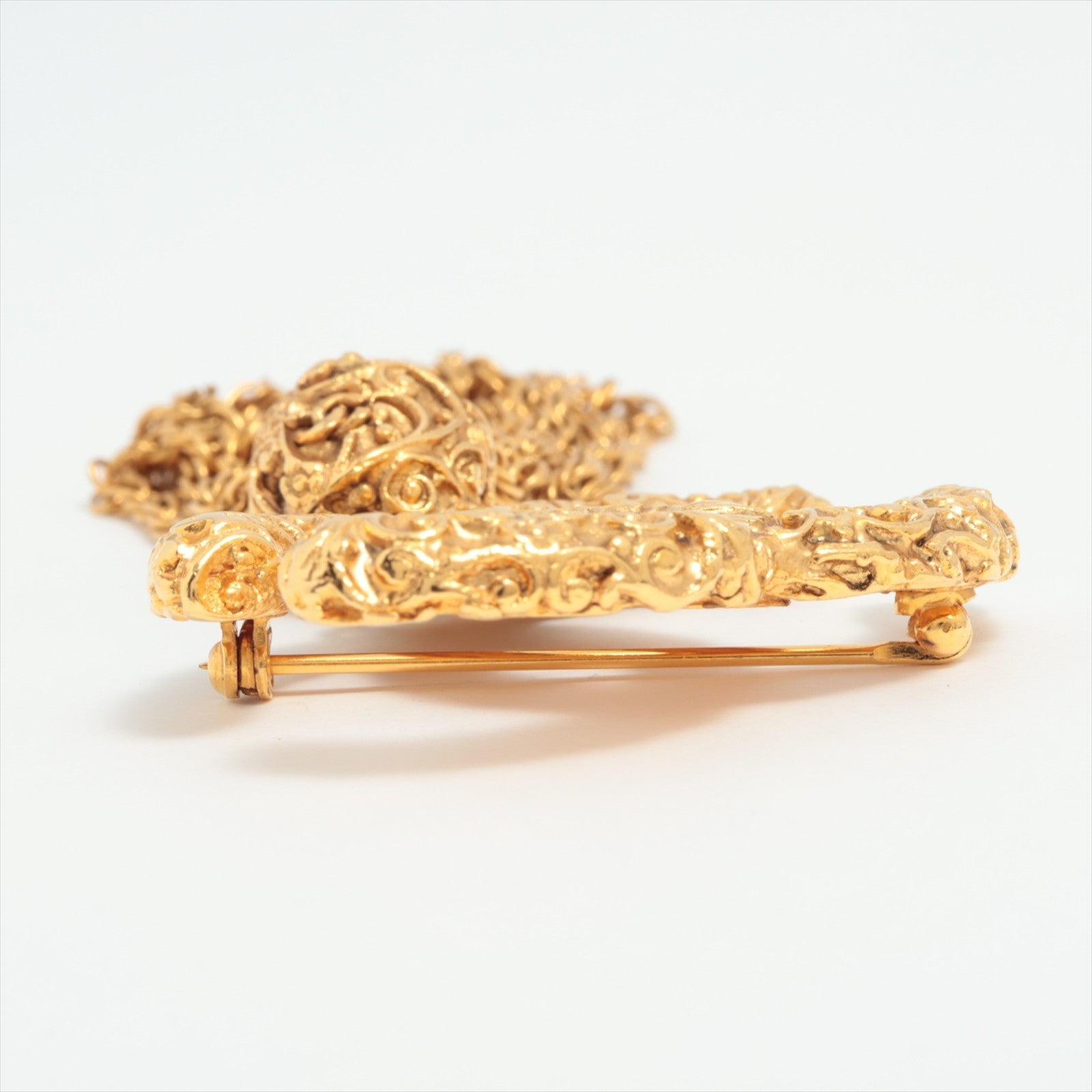 美品 ヴィンテージ シャネル ココマーク ブローチ 93A ゴールド アクセサリー チェーン タッセル 人気 レディース TTT 1020-E14