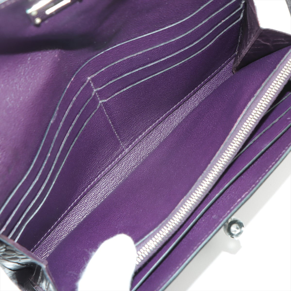 美品 エルメス □M 刻印 ケリー ウォレット 長財布 アリゲーター クロコダイル レザー 高級 メンズ レディース MNT 1128-E40