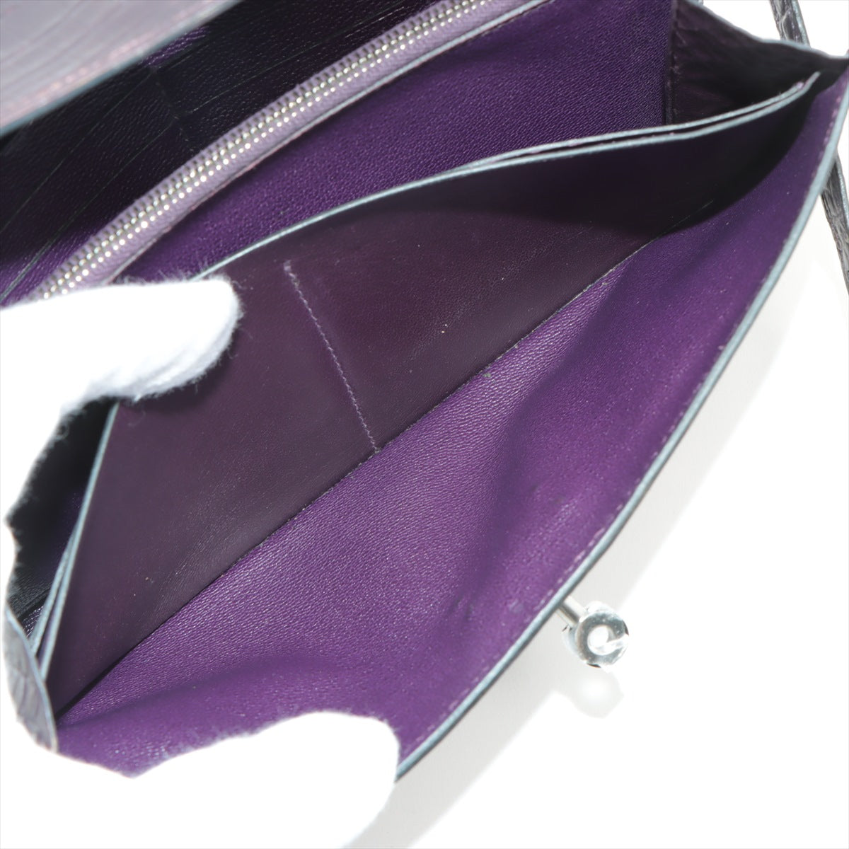 美品 エルメス □M 刻印 ケリー ウォレット 長財布 アリゲーター クロコダイル レザー 高級 メンズ レディース MNT 1128-E40