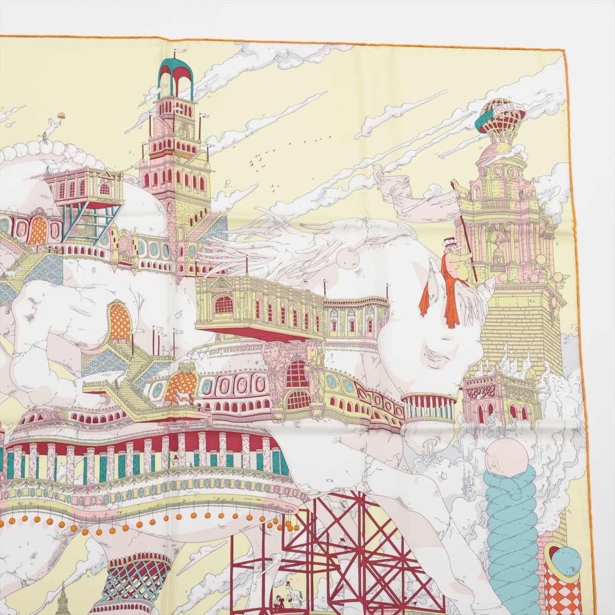 新品同様 エルメス タグ付 カレ 90 HIPPOPOLIS イポポリス スカーフ シルク 100% Cマーク 絹 ストール レディース EEE BA13-10