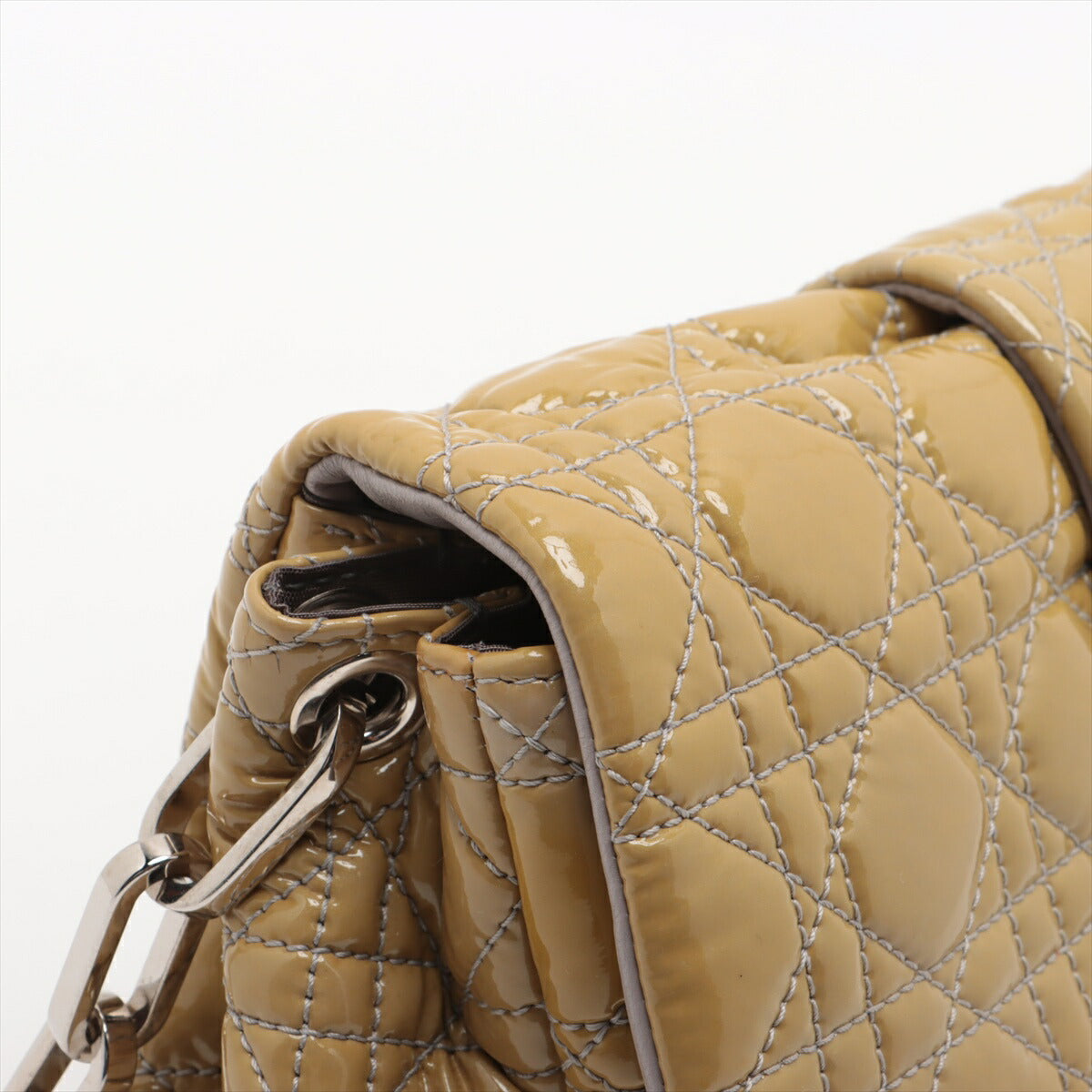 美品 クリスチャンディオール カナージュ ニューロック パテント レザー ショルダーバッグ 斜め掛け ハンド レディース EEE BS32-101