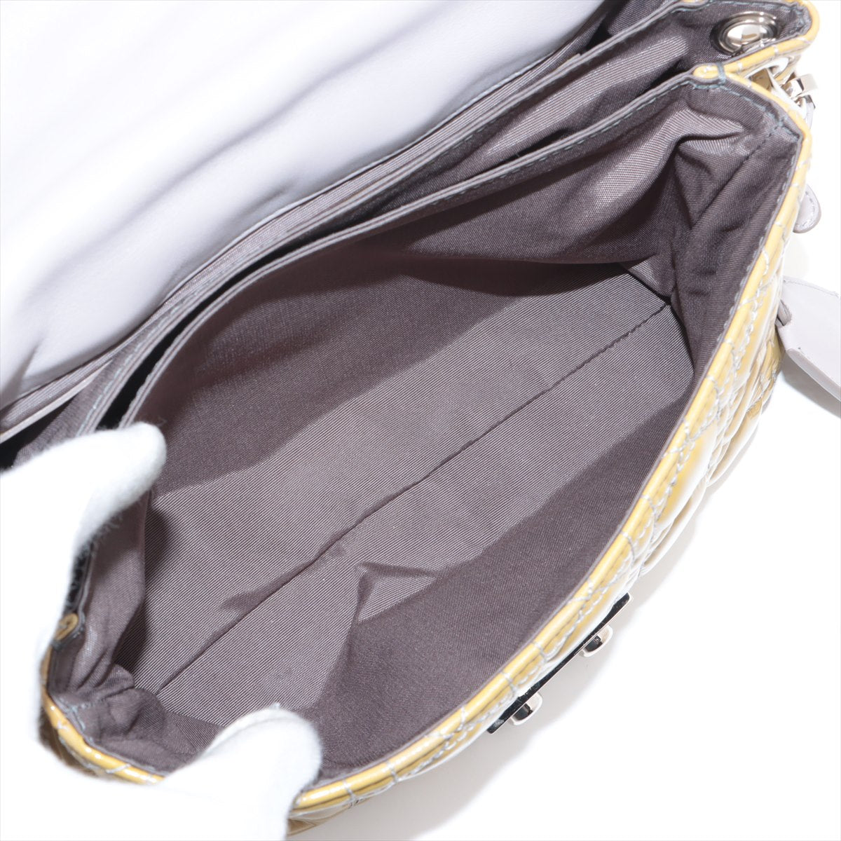 美品 クリスチャンディオール カナージュ ニューロック パテント レザー ショルダーバッグ 斜め掛け ハンド レディース EEE BS32-101