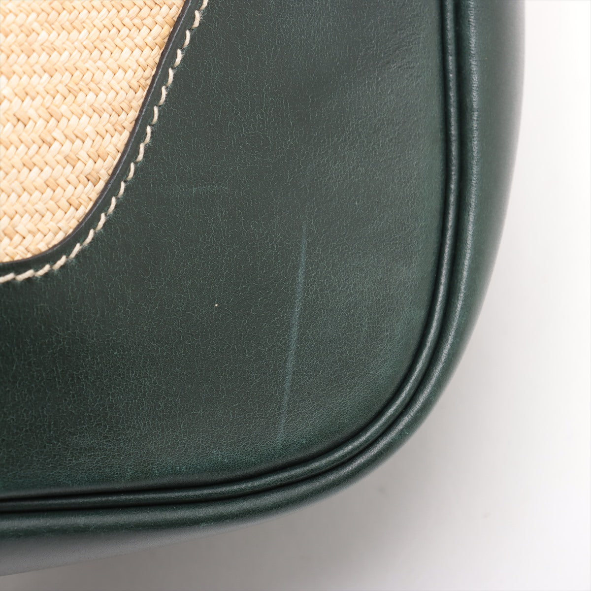 エルメス トリム 31 ストロー レザー ショルダーバッグ 肩掛け ベージュ グリーン トート ハンド レディース MMM BT30-133